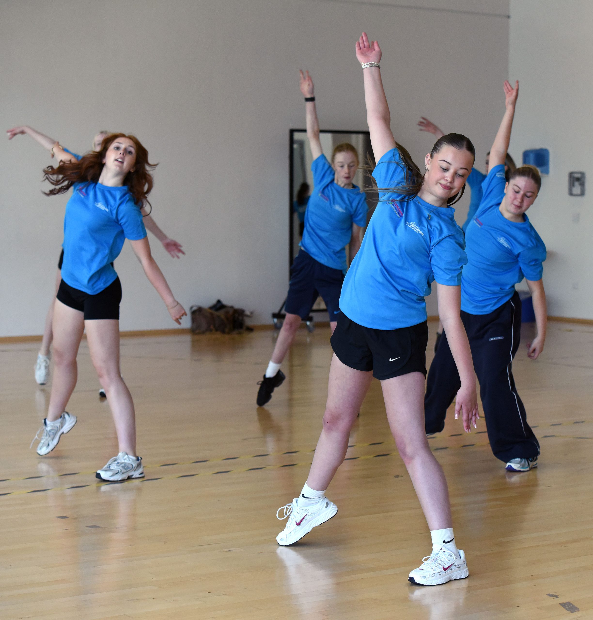 Dance class in gym hall